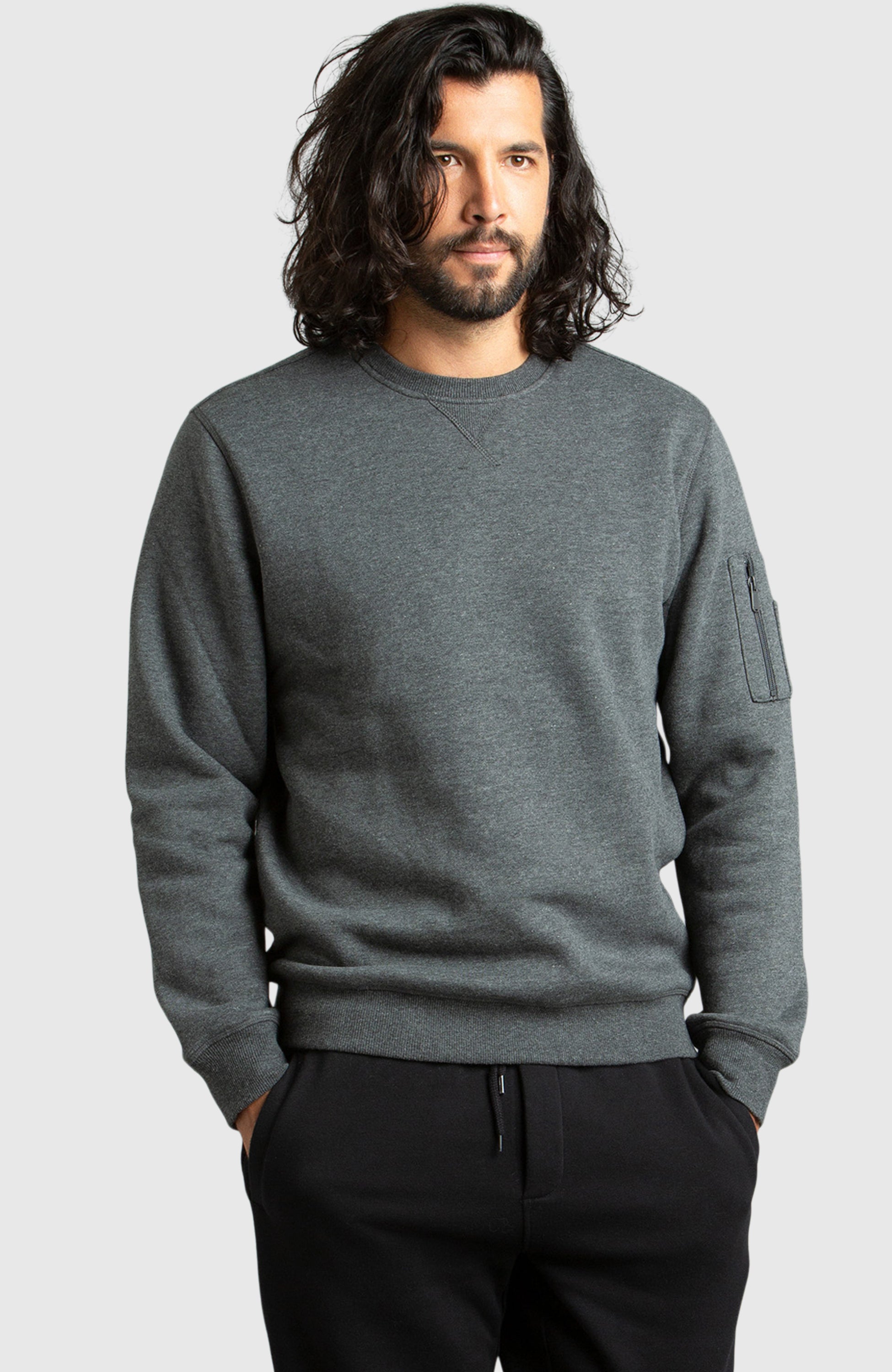 Grey crew 2024 neck sweatshirt mens