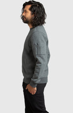 Dark Grey Fleece Crew-neck Sweatshirt for Men - Side