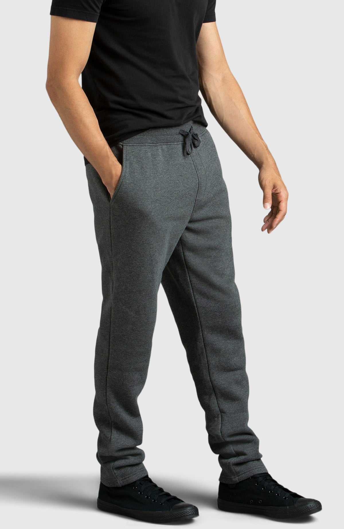 Grey Straight Leg Fleece Pant for Men - Side