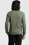 Green Waffle Crewneck Sweater for Men - Back