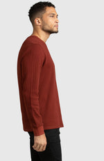 Red Waffle Crewneck Sweater for Men - Side 