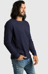 Navy Waffle Crewneck Sweater for Men - Side