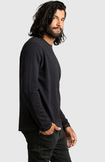 Black Double Knit Crewneck Sweatshirt for Men - Side