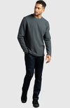 Dark Heather Grey Double Knit Crewneck Sweatshirt for Men - Full
