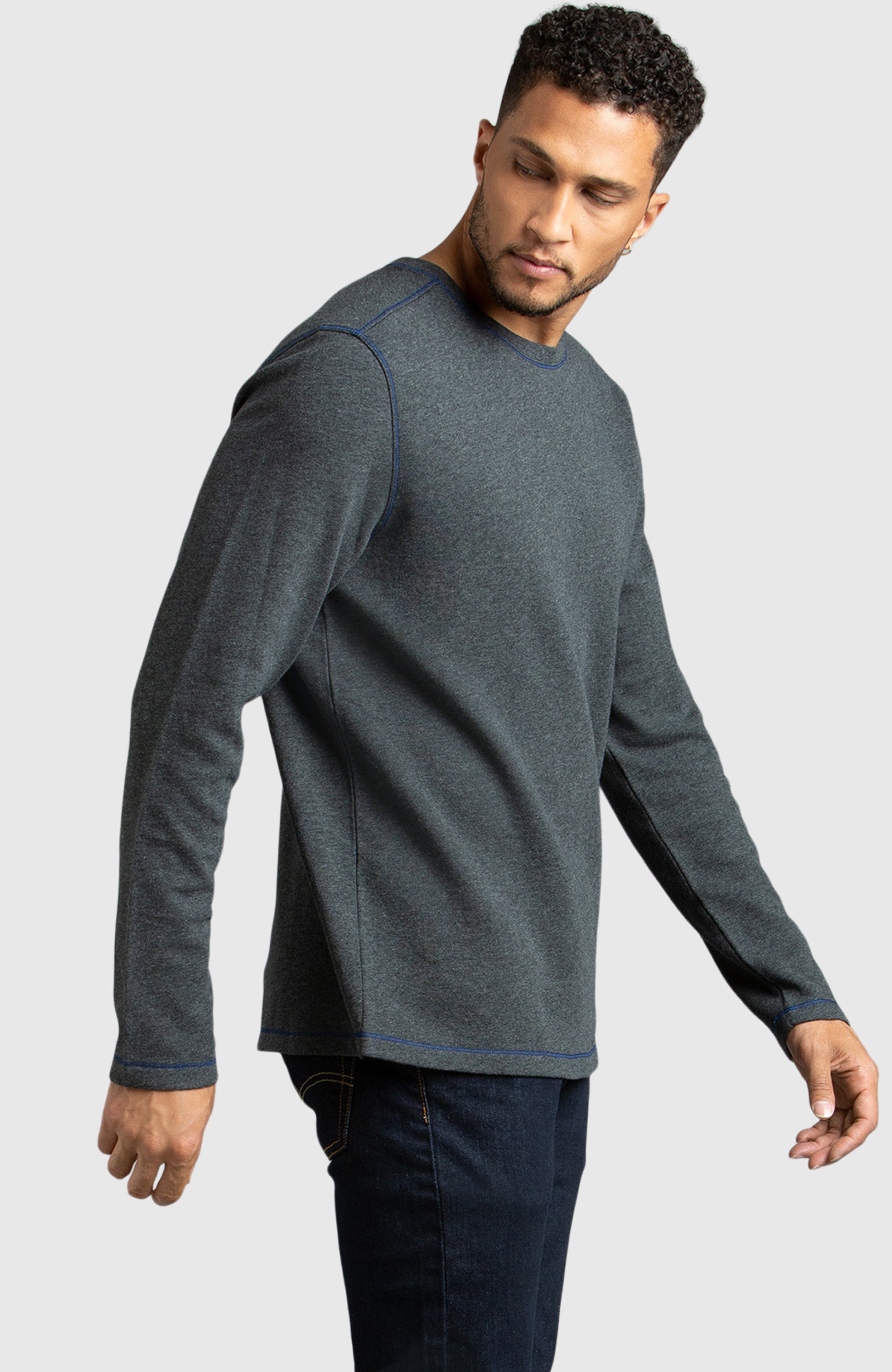 Dark Heather Grey Double-knit Sweatshirt for Men | Boston Traders
