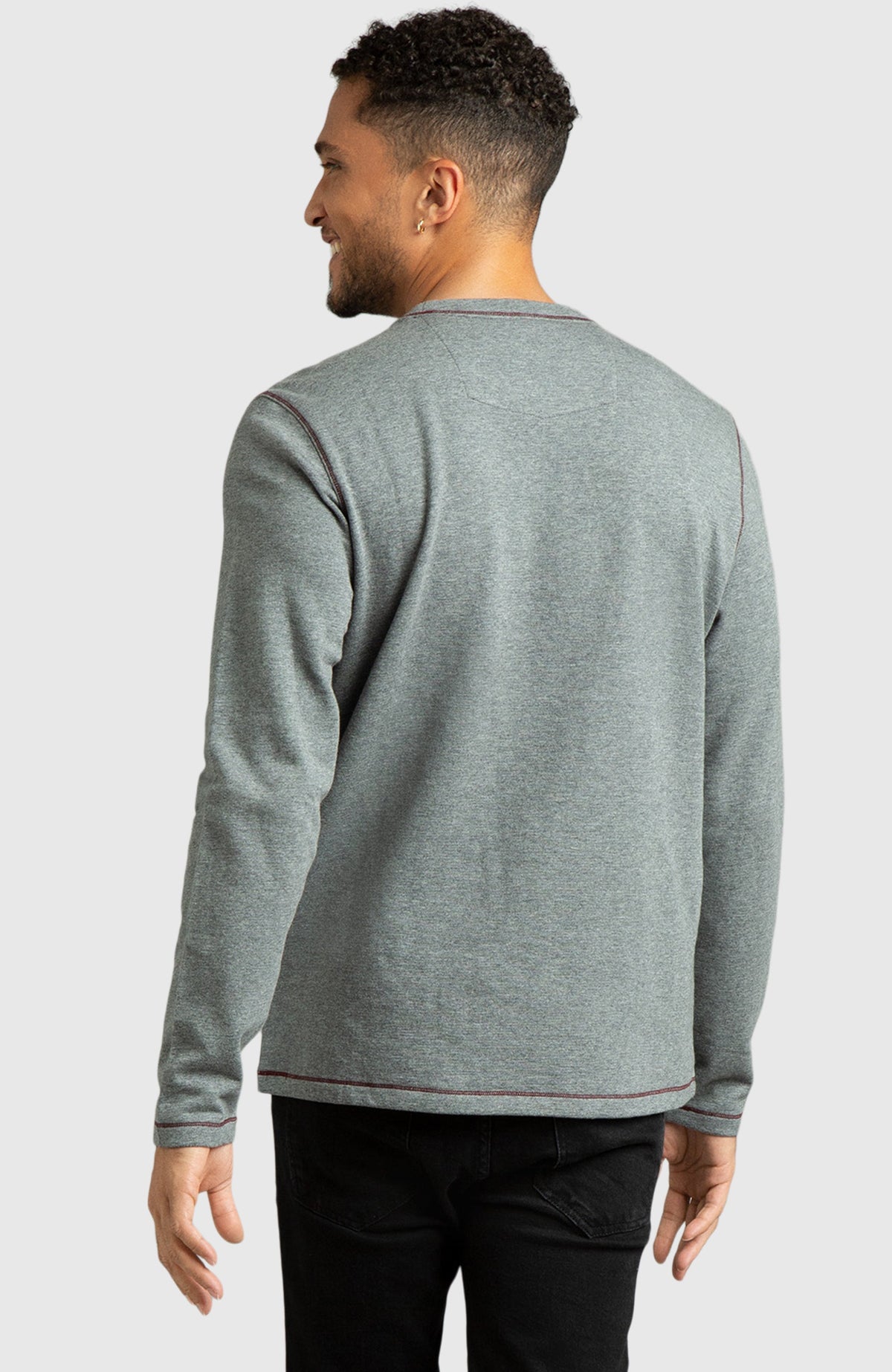 Heather Grey Double Knit Crewneck Sweatshirt for Men - Back