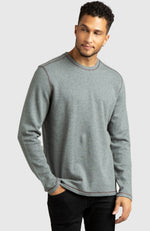 Heather Grey Double Knit Crewneck Sweatshirt for Men - Front