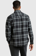 Grey & Black Plaid Flannel Shirt for Men - Back