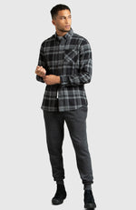 Grey & Black Plaid Flannel Shirt for Men - Full