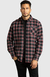 Red & Black Plaid Flannel Shirt for Men - Front