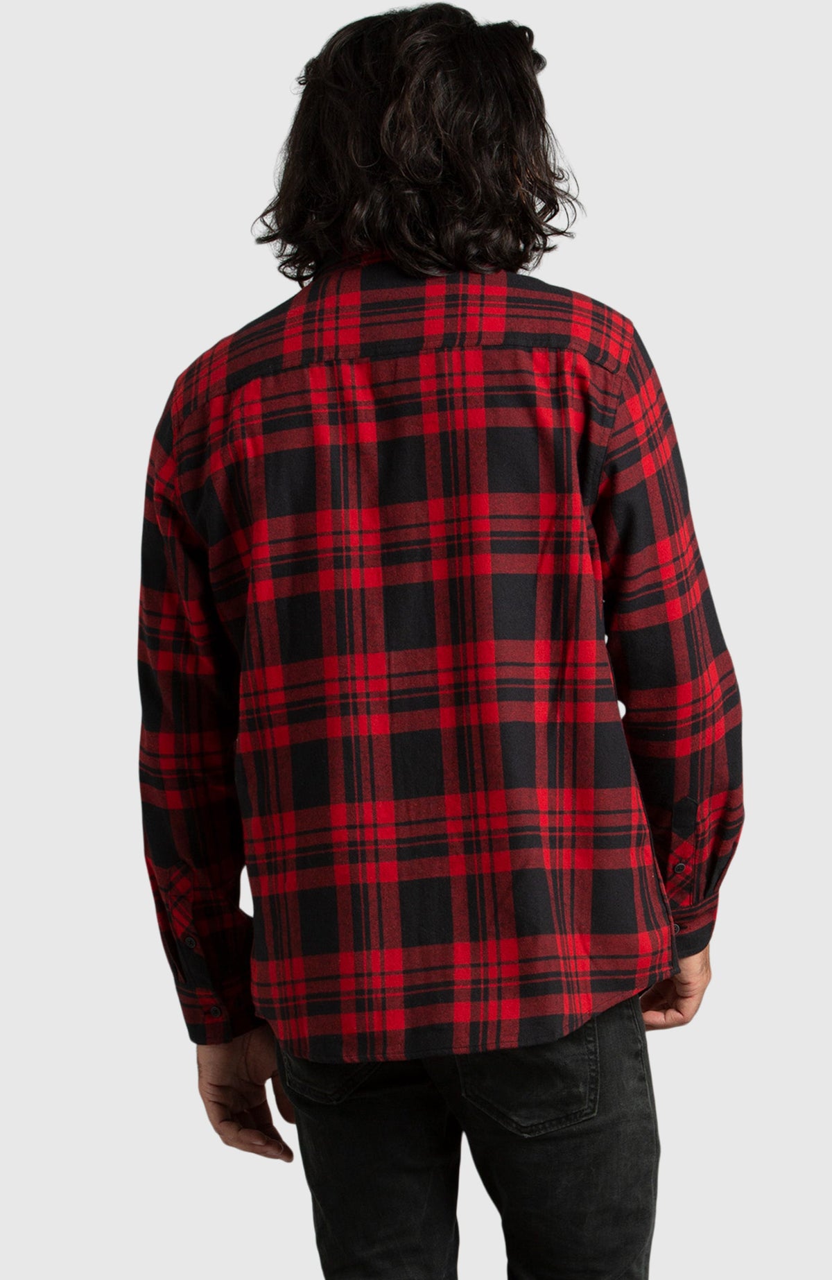 Red Buffalo Plaid Flannel Shirt for Men - Back