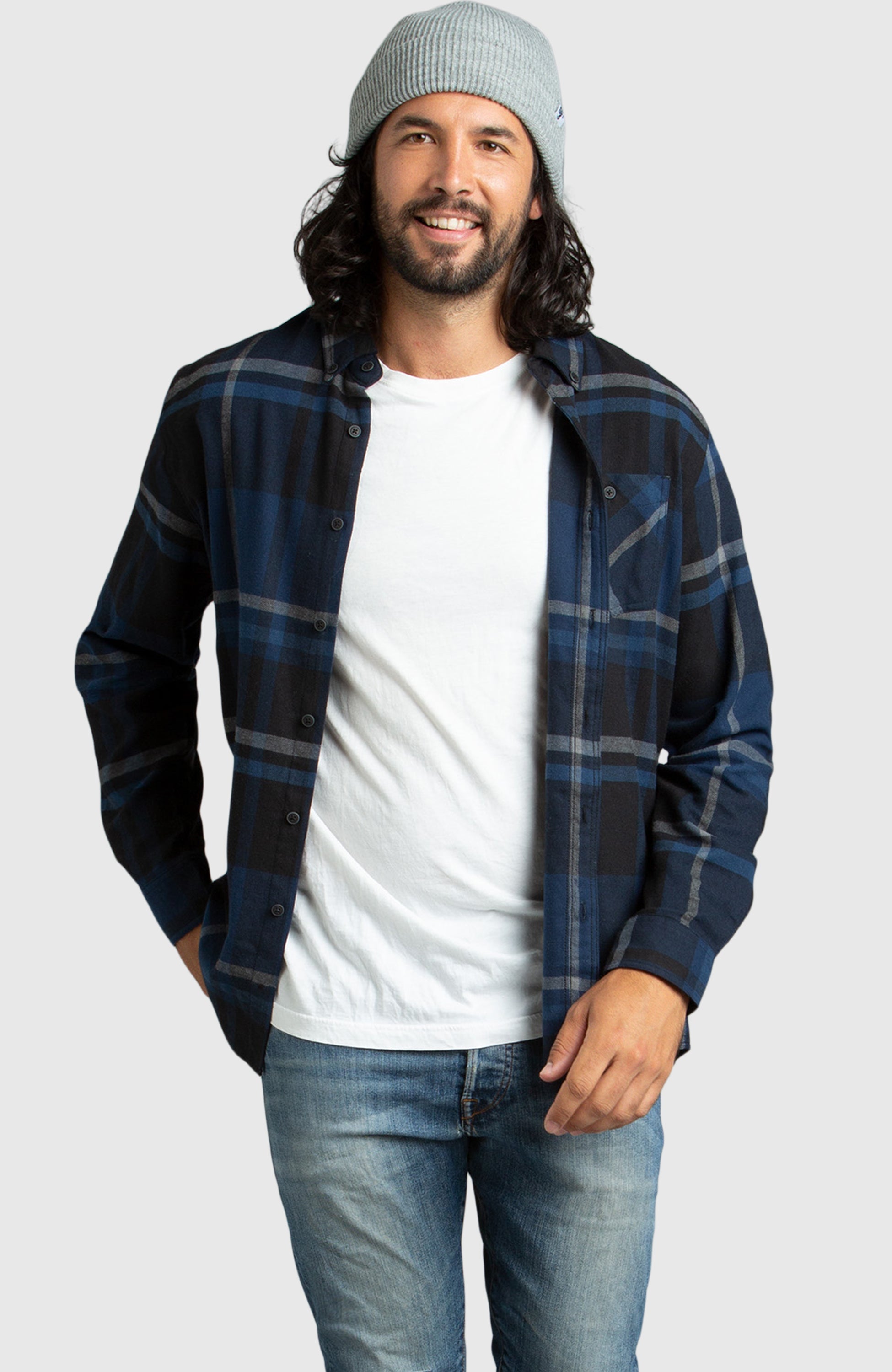 Blue & Black Plaid Flannel Shirt for Men | Boston Traders