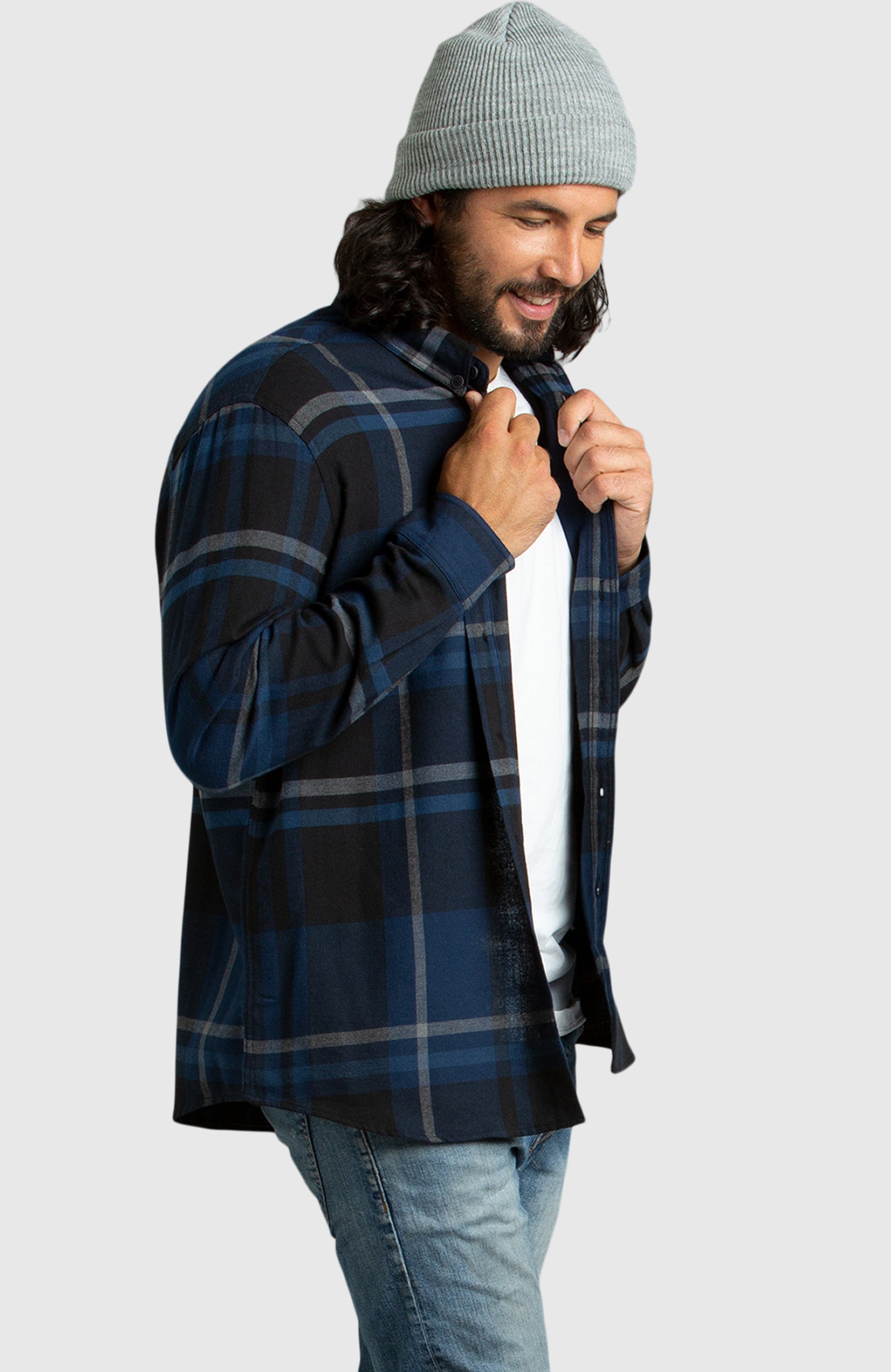 Blue & Black Plaid Flannel Shirt for Men | Boston Traders