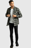 Green & Black Plaid Flannel Shirt for Men - Full