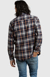 Orange & Navy Plaid Flannel Shirt for Men - Back 