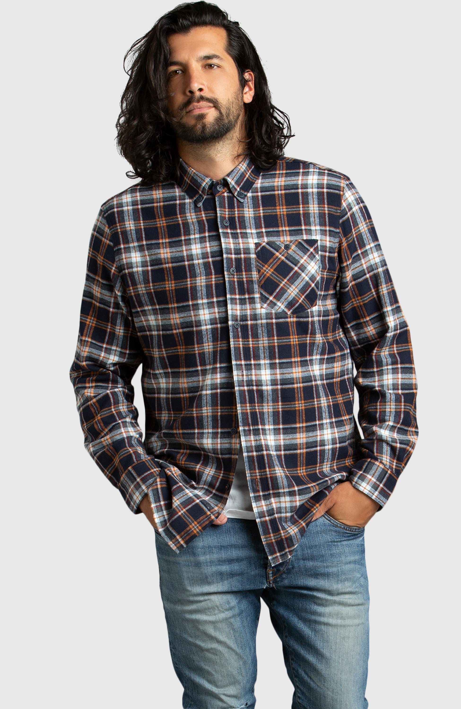 Spiced Orange Plaid Shirt for Men | Boston Traders XXL / Spiced Orange