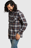 Orange & Navy Plaid Flannel Shirt for Men - Side