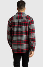 Red Herringbone Plaid Overshirt for Men - Back