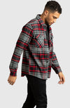Red Herringbone Plaid Overshirt for Men - Side