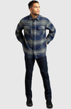Blue Herringbone Plaid Overshirt for Men - Full