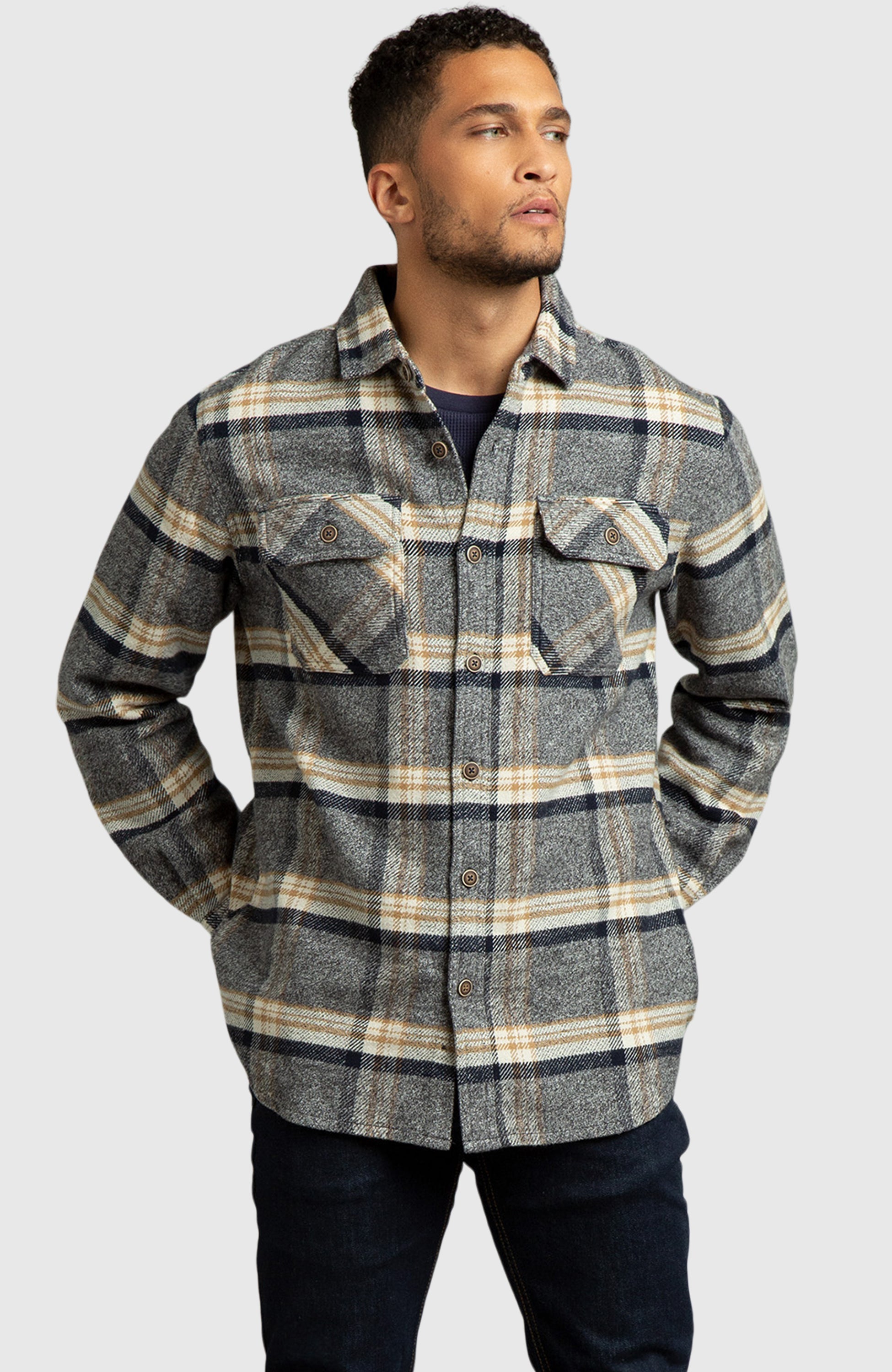 Red and Grey Plaid Shirt for Men | Boston Traders M / Red and Grey