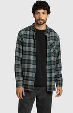 Pine Green Plaid Flannel Shirt for Men - Front