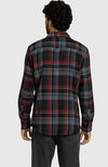 Red and Grey Plaid Flannel Shirt for Men - Back