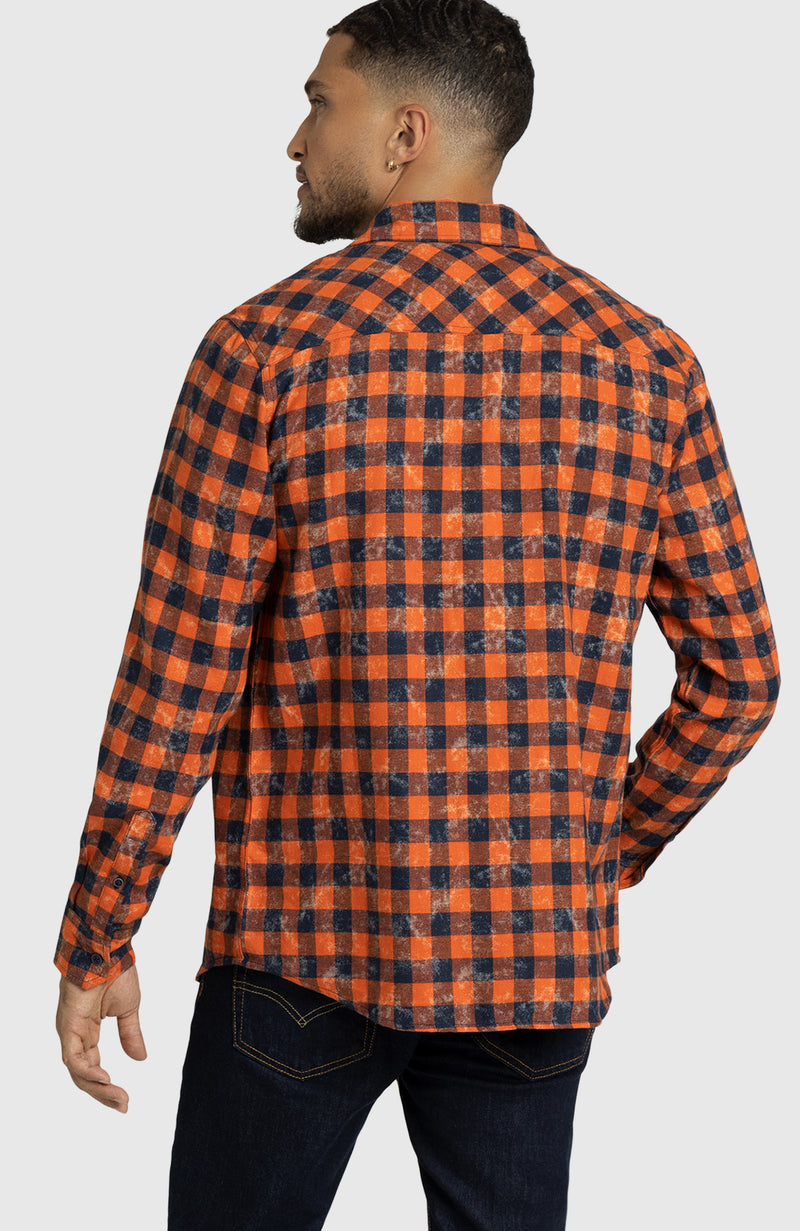 Spiced Orange Plaid Flannel Shirt for Men - Back