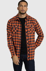 Spiced Orange Plaid Flannel Shirt for Men - Front