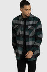 Hunter Green Plaid Overshirt for Men - Front