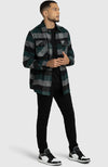 Hunter Green Plaid Overshirt for Men - Full Length