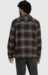 Chocolate Brown Herringbone Plaid Overshirt for Men - Back