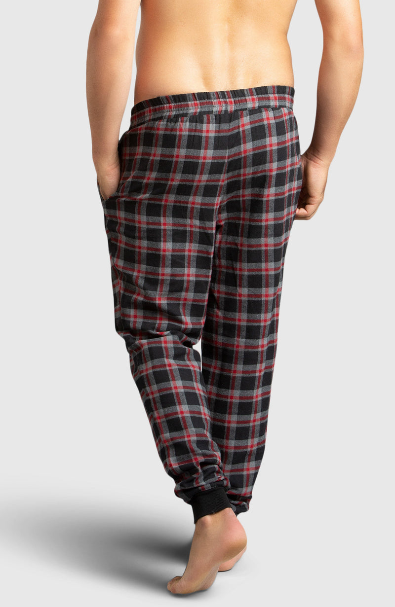 Black Flannel Jogger Pyjama for Men - Back