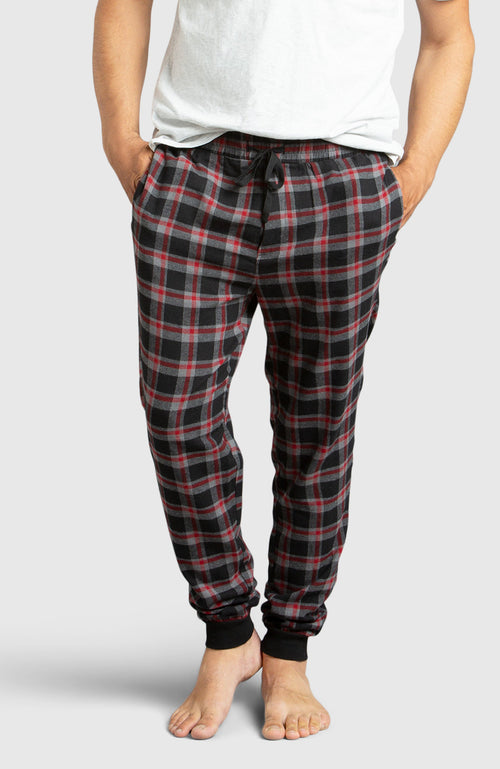 Black Flannel Jogger Pyjama for Men - Front
