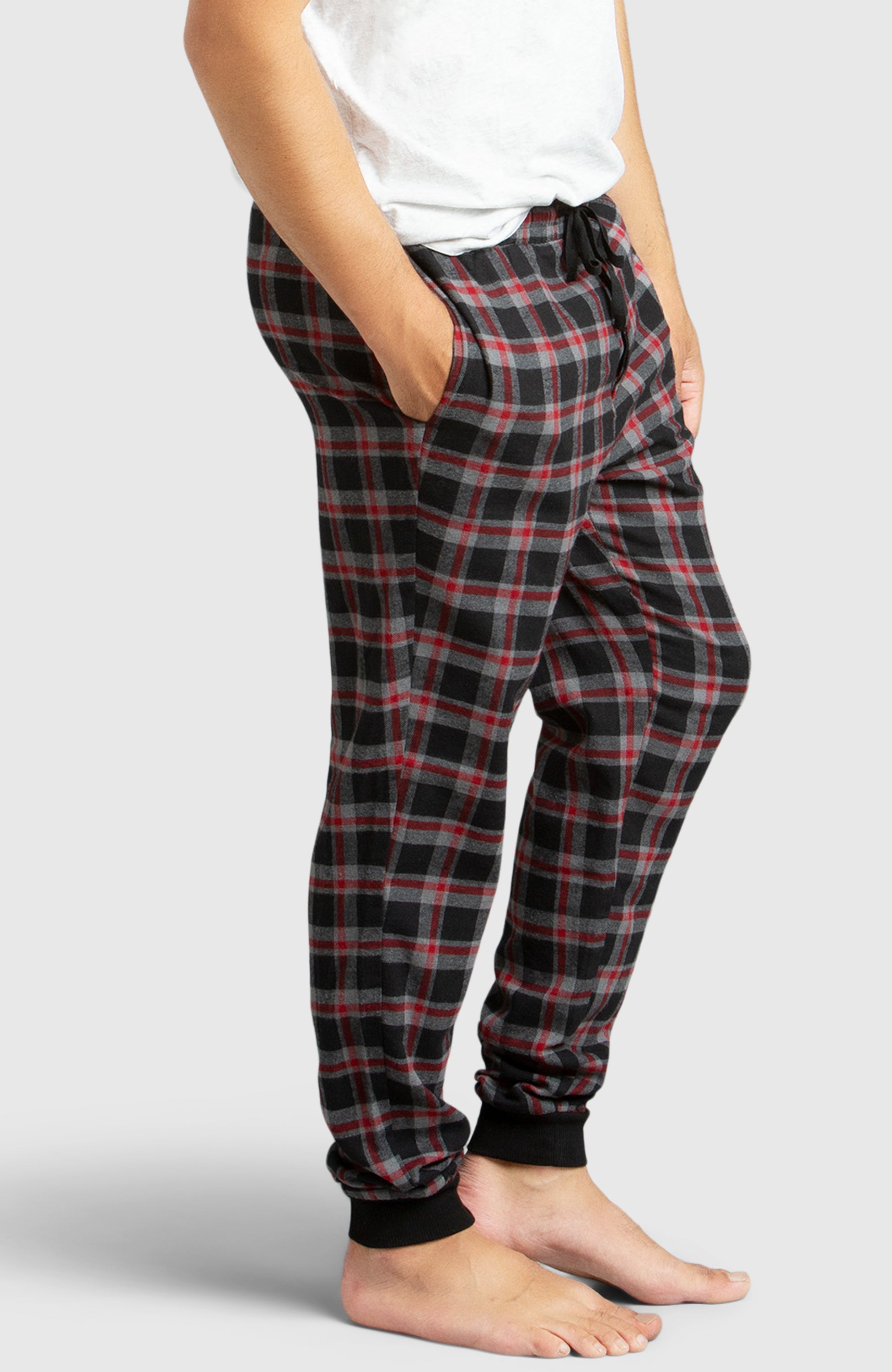 Red and black plaid best sale joggers mens