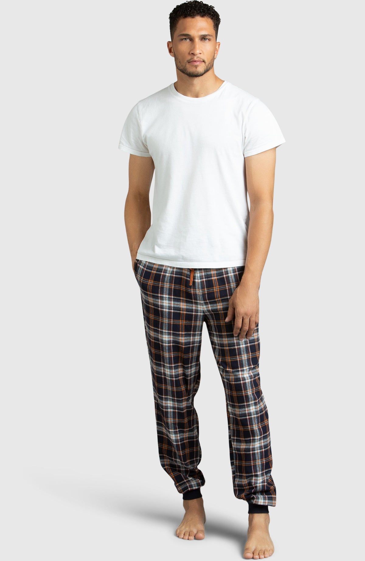 Orange & Navy Flannel Jogger Pyjama for Men