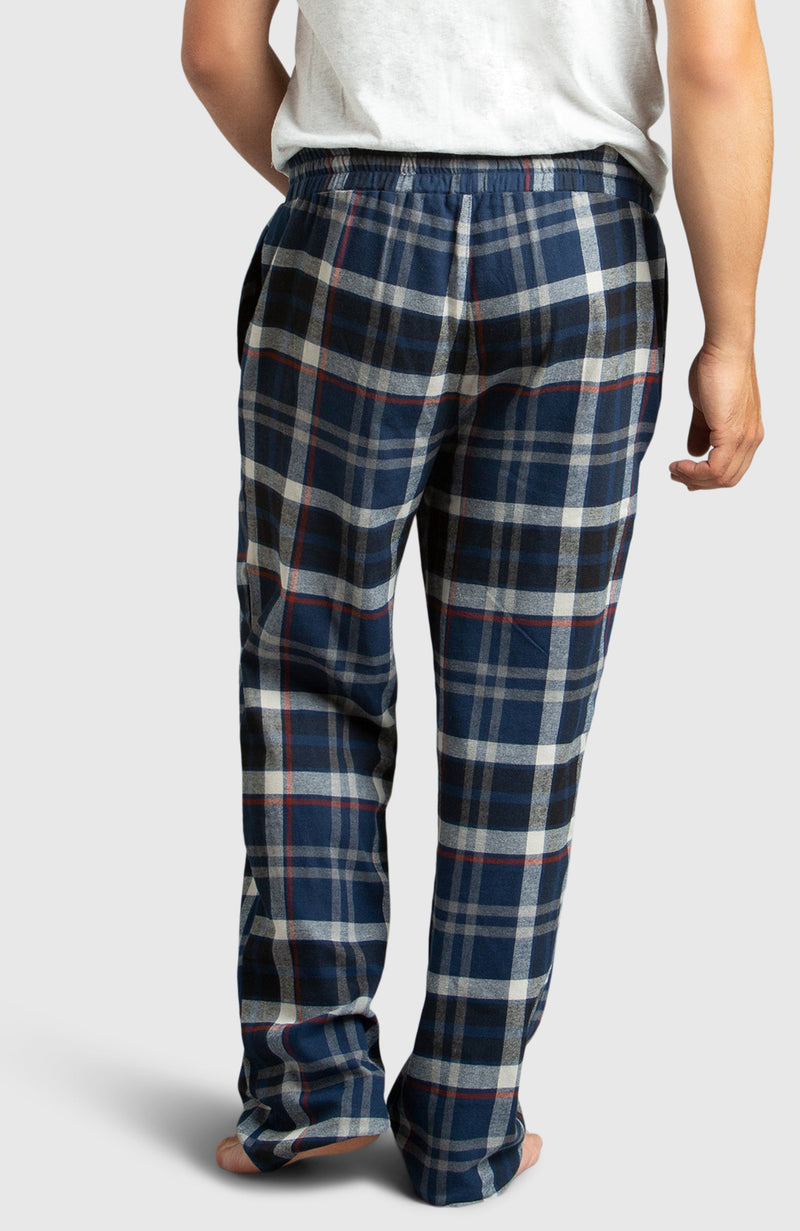 Blue & Black Flannel Plaid Pyjama for Men - Back