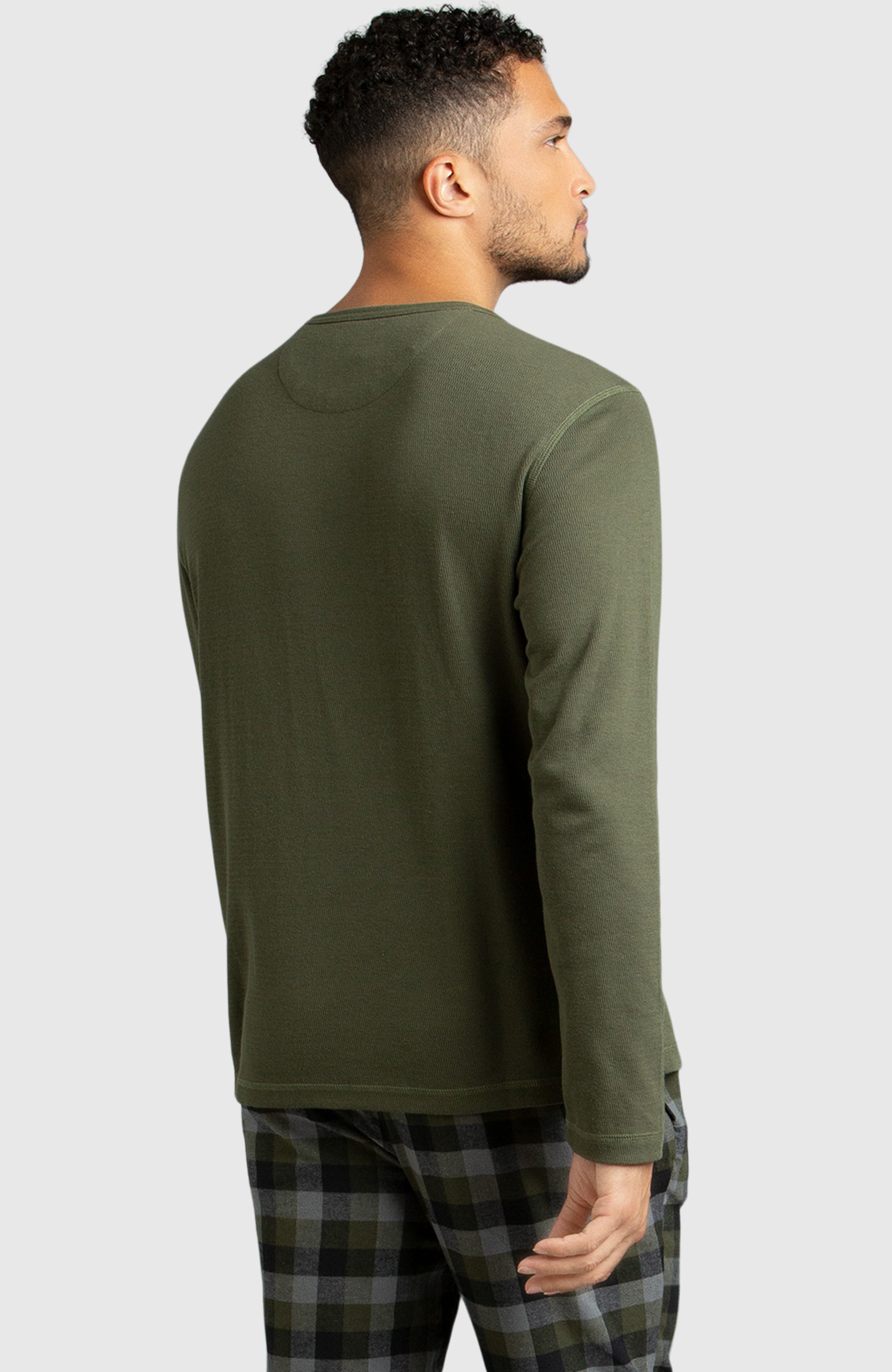 Army Green Waffle Henley Shirt for Men | Boston Traders